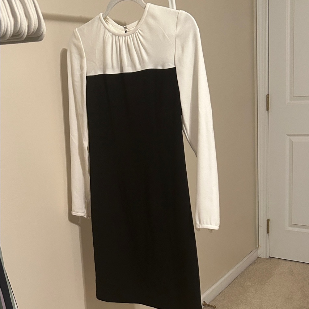 Elegant Black and White Long Sleeve Dress